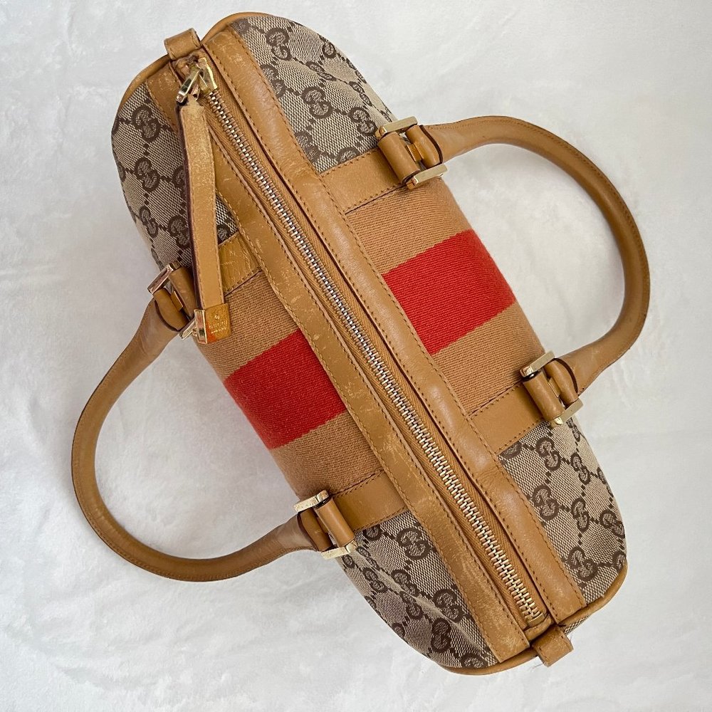 Auc Gucci Monogram Canvas/Leather Vintage Hand Bag #63367G93 - Picture 7 of 16